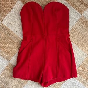 Susana Monaco Strapless Sweetheart Red Romper